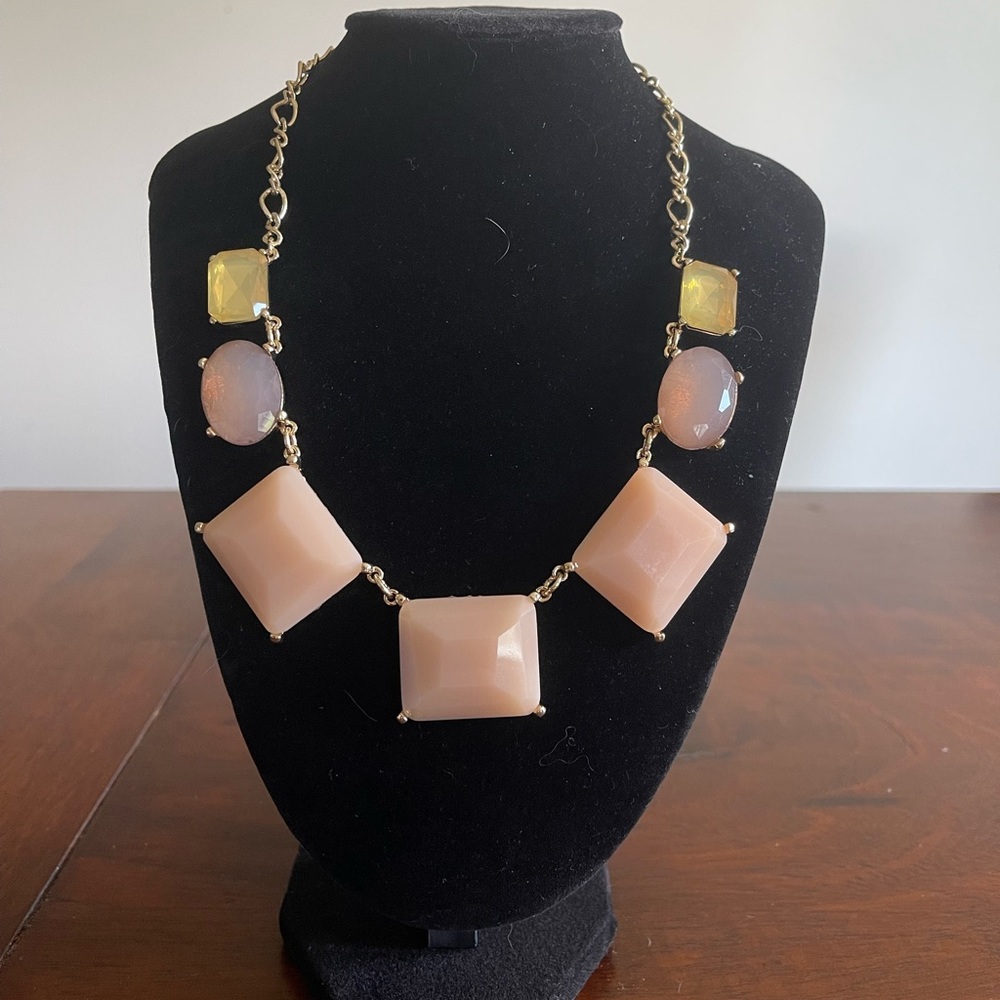 Choker blush purple and yellow. Gold tone chain lobster clasp marked The Limited